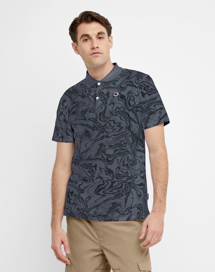 Champion polo shirt c logo flydende marmor print V6J66569 flydende marmor stealth