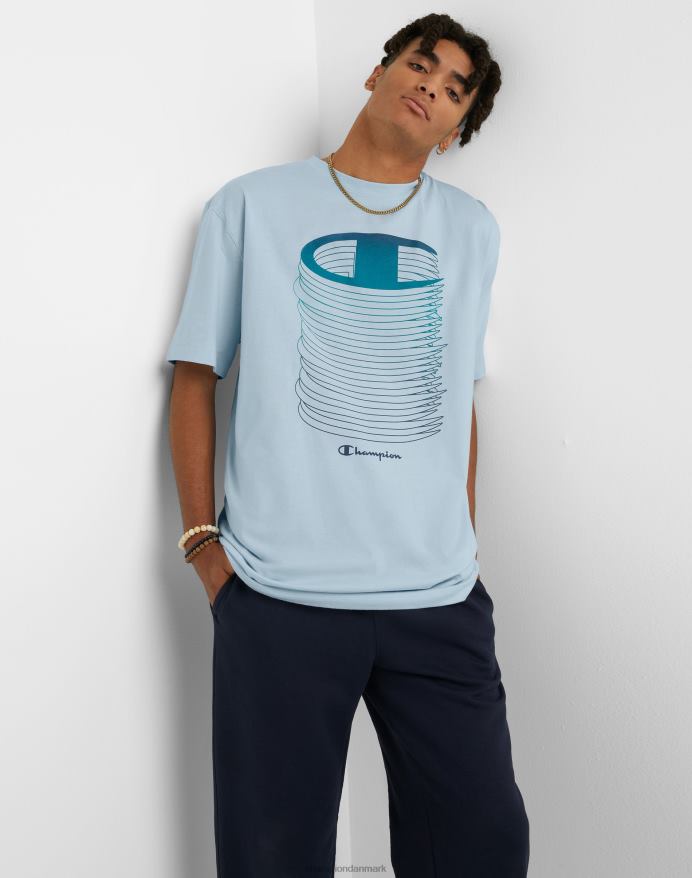 Champion store og høje klassiske grafiske t-shirts stablet c-logoer V6J66563 forfine himmelblå