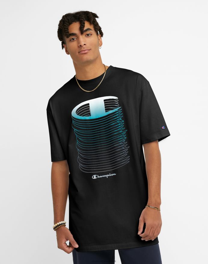 Champion store og høje klassiske grafiske t-shirts stablet c-logoer V6J66564 sort