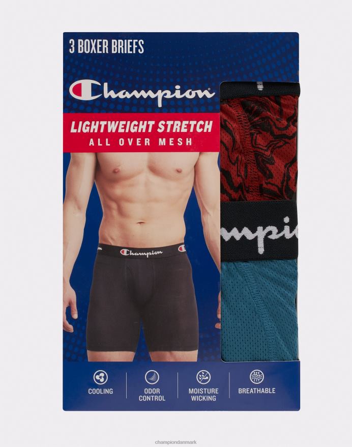 Champion boxershortspakke letvægts stretch fugttransporterende mesh 3-pak V6J66661 assorteret