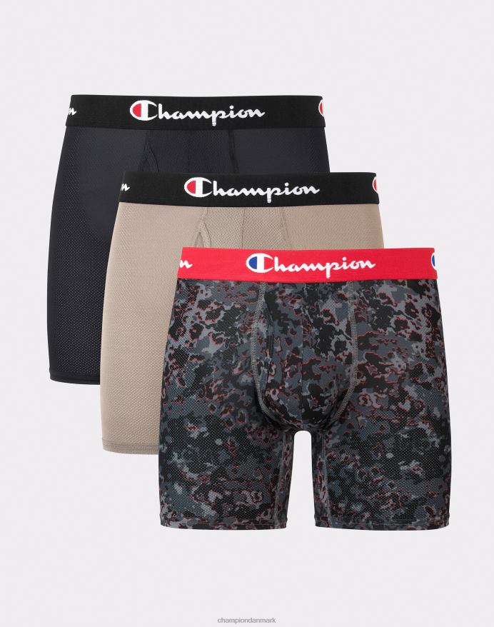 Champion boxershortspakke letvægts stretch fugttransporterende mesh 3-pak V6J66662 assorteret
