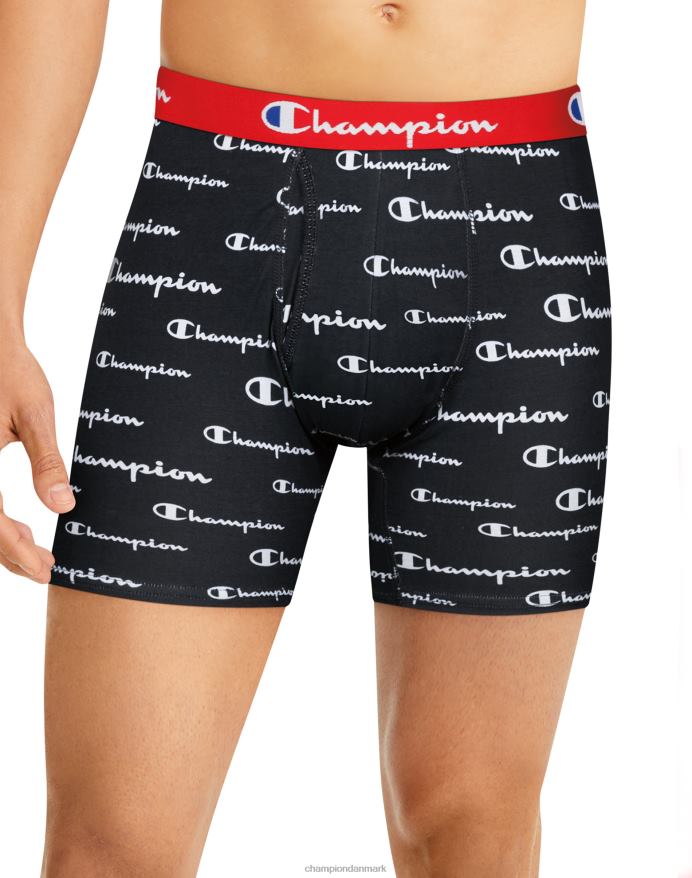Champion hverdagskomfort boxer-trusser pakke fugttransporterende sort script & solids 3-pack V6J66679