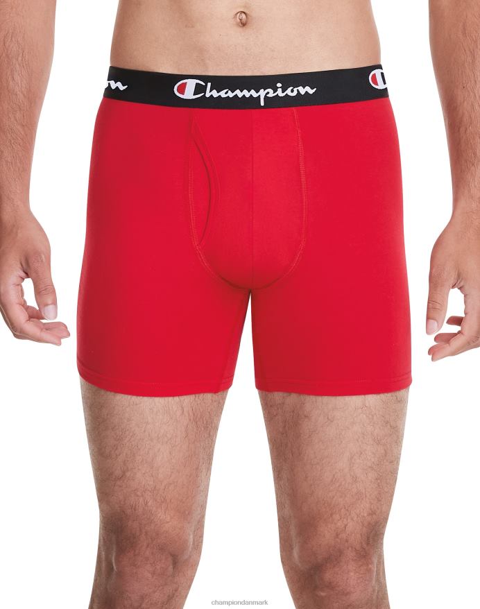 Champion hverdagskomfort boxershortspakke fugttransporterende bomuldsstretch 3-pak V6J66685 hvidt logo/grå/rød/sort