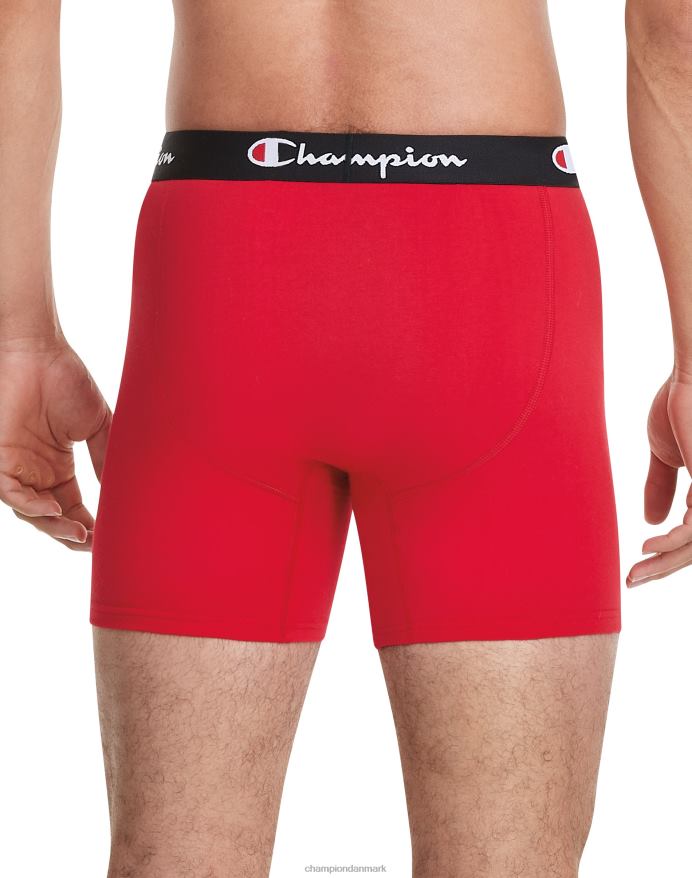 Champion hverdagskomfort boxershortspakke fugttransporterende bomuldsstretch 3-pak V6J66685 hvidt logo/grå/rød/sort