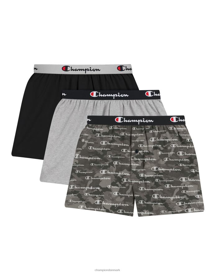 Champion hverdagskomfort boxerspak bomuld stretch camo grå & assorteret 3-pak V6J66674