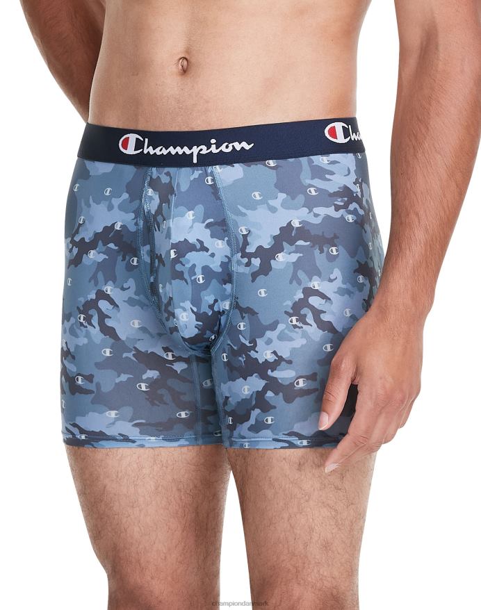 Champion total støttepose boxershortspakke fugttransporterende anti-gnidning bomuldsstræk 3-pak V6J66688 blå camo prik/marineblå/rød/grå