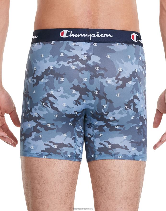 Champion total støttepose boxershortspakke fugttransporterende anti-gnidning bomuldsstræk 3-pak V6J66688 blå camo prik/marineblå/rød/grå