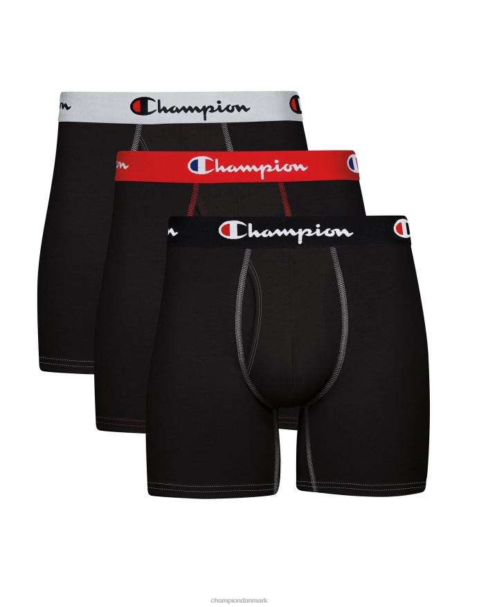 Champion total støttepose boxershortspakke fugttransporterende anti-gnidning bomuldsstretch 3-pak sort V6J66689