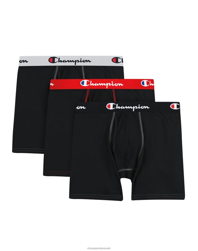 Champion total støttepose boxershortspakke fugttransporterende anti-gnidning bomuldsstretch 3-pak sort V6J66689