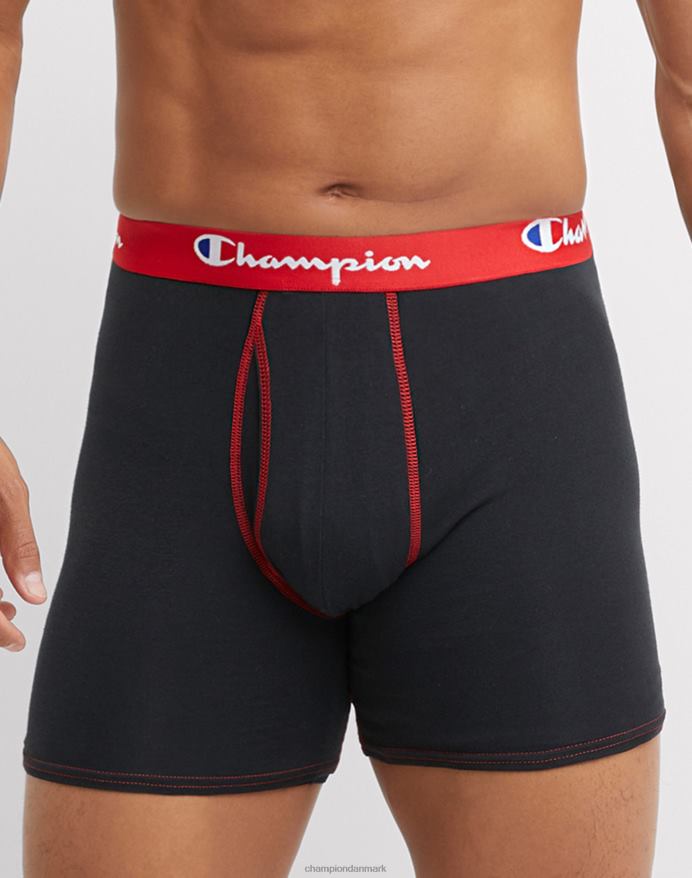 Champion total støttepose boxershortspakke fugttransporterende anti-gnidning bomuldsstretch 3-pak sort V6J66689