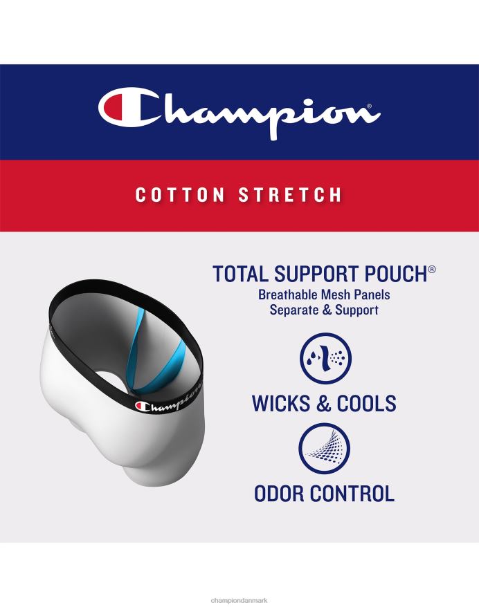 Champion total støttepose boxershortspakke fugttransporterende anti-gnidning bomuldsstretch 3-pak sort V6J66689