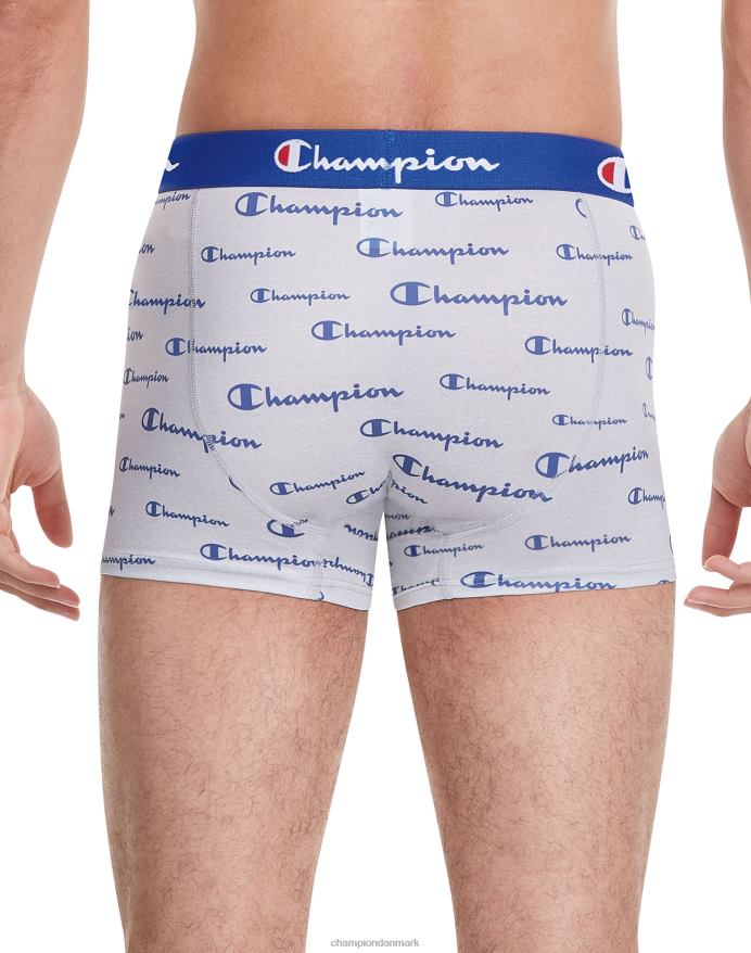 Champion trunks pack fugttransporterende anti-lugt stretch bomuld 3-pack script allover print V6J66680 grå/kongelig logo/orange/rød