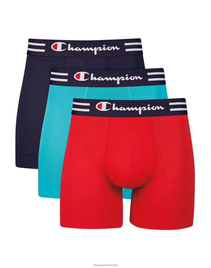 Champion ydeevne boxershortspakke fugttransporterende anti-lugt polyester spandex 3-pak marineblå/blå/rød V6J66675