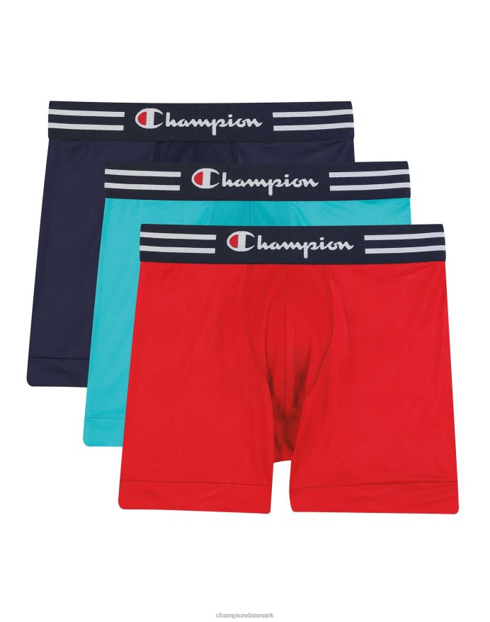 Champion ydeevne boxershortspakke fugttransporterende anti-lugt polyester spandex 3-pak marineblå/blå/rød V6J66675
