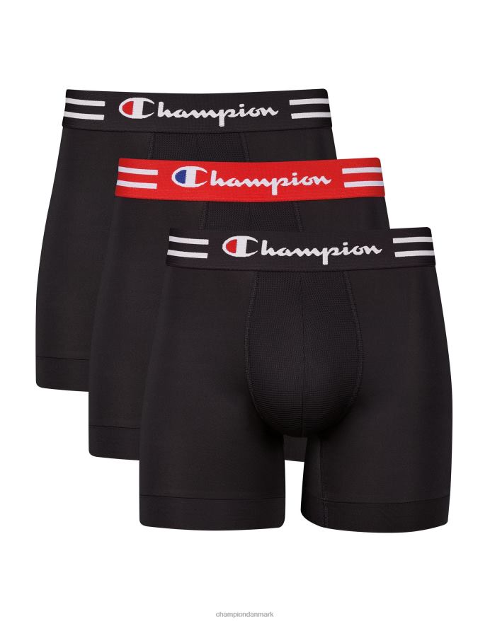 Champion ydeevne boxershortspakke fugttransporterende anti-lugt polyester spandex 3-pak sort V6J66677