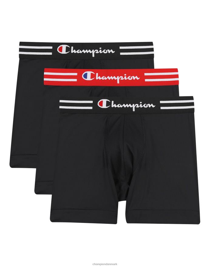 Champion ydeevne boxershortspakke fugttransporterende anti-lugt polyester spandex 3-pak sort V6J66677